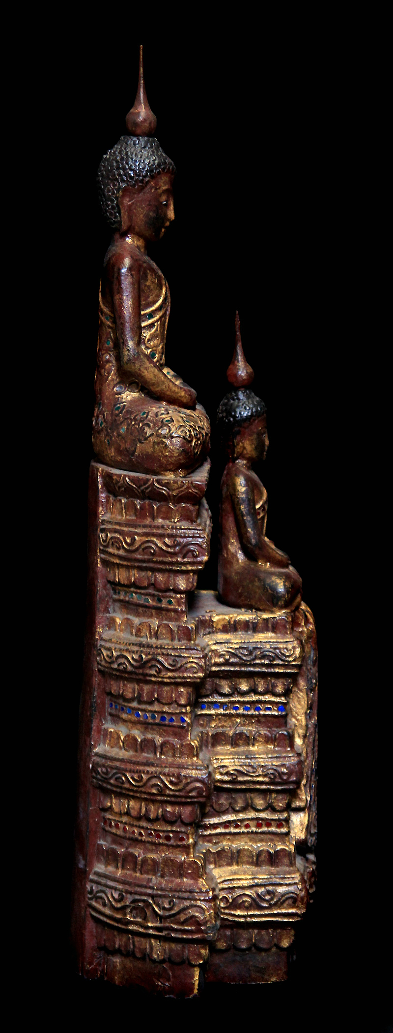 Extremely Rare 19C Two Stand Wood Thai Buddha #BB067